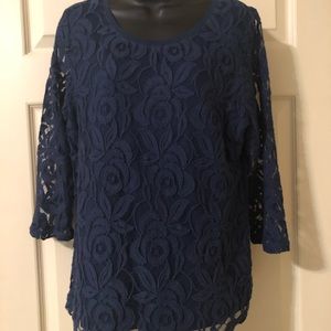 Navy Lace Tee